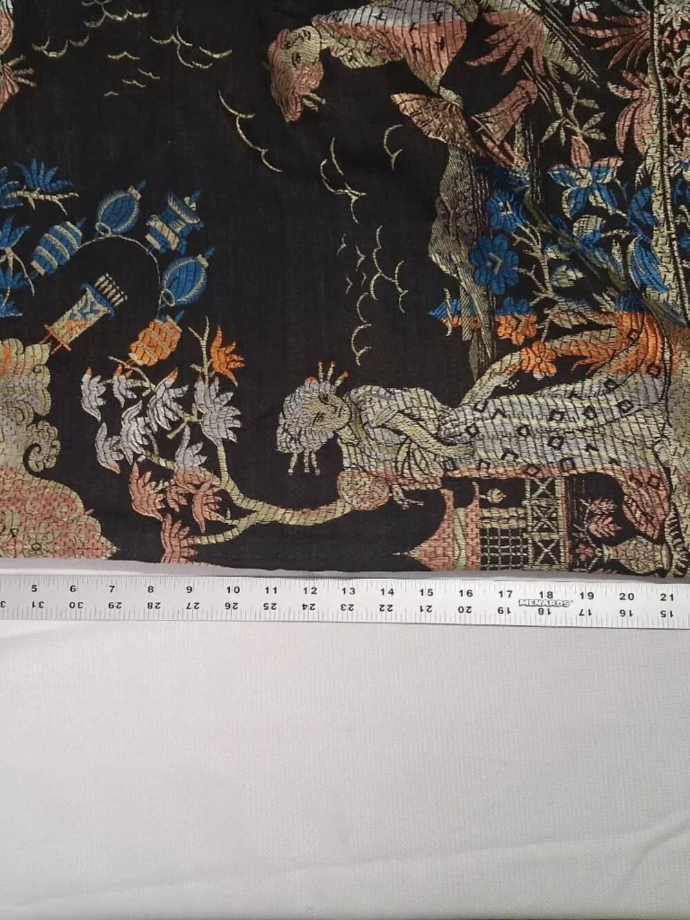 Vintage Asian-Inspired Fringed 48inx48in Shawl, Tablecover, Tapestry, Wall Hang